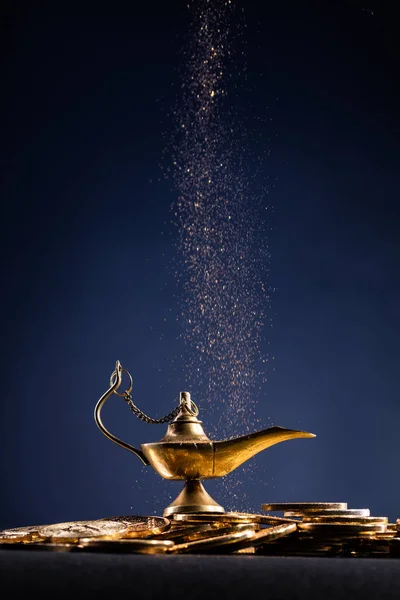 Magic Lamp Wishes Smoke Coming Out Lamp — Stock Photo, Image