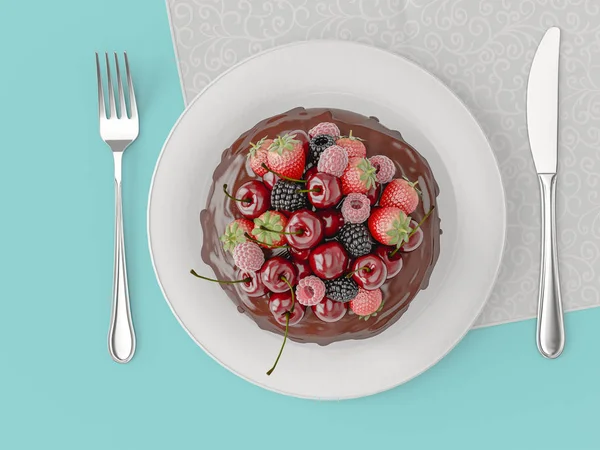 Renkli arka plan üzerinde plaka üzerinde farklı lezzetli kek.