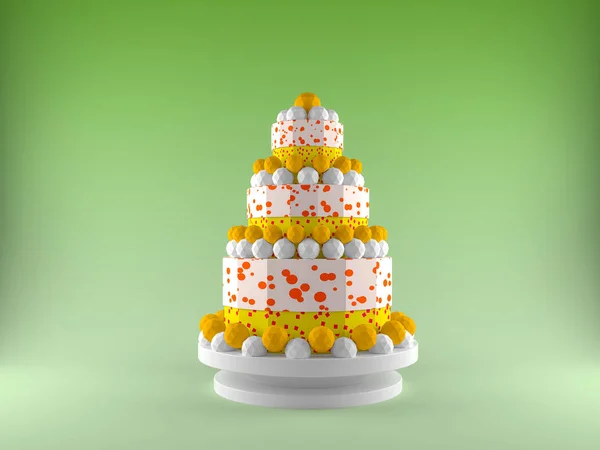Oryginalny Tort Buttercream Dużo Elementów Przez Kolorowe Tło — Zdjęcie stockowe