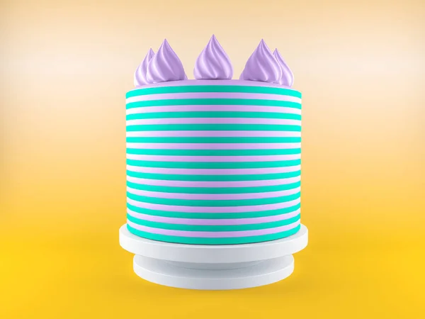 Oryginalny Tort Buttercream Dużo Elementów Przez Kolorowe Tło — Zdjęcie stockowe