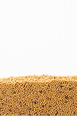 Soya fasulyesi beyaz arka plan üzerinde izole bölümünde tabakası. Tarım poster kavramı