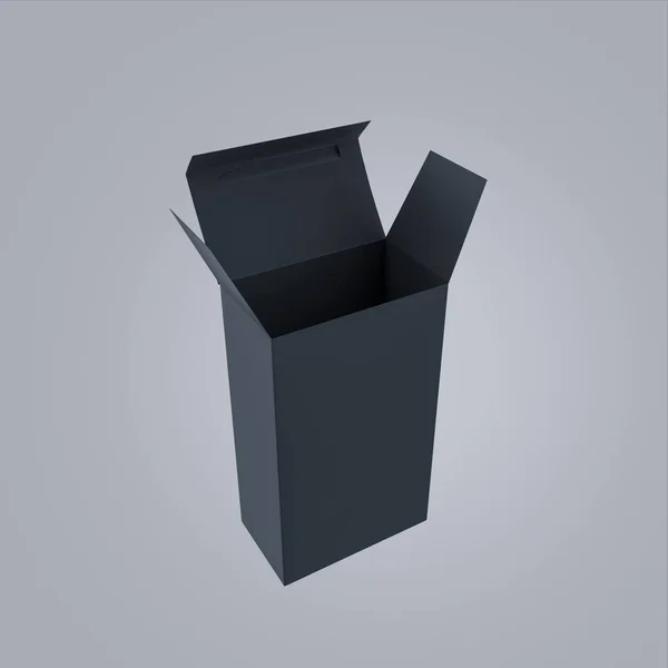 Пустой Черный Ящик Сером Фоне — стоковое фото