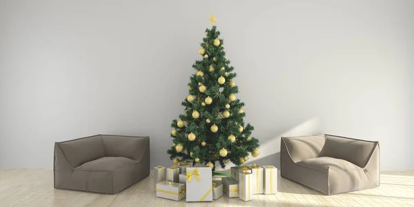 Composição Modelo Interior Natal Com Comer Ano Novo Caixas Presente — Fotografia de Stock