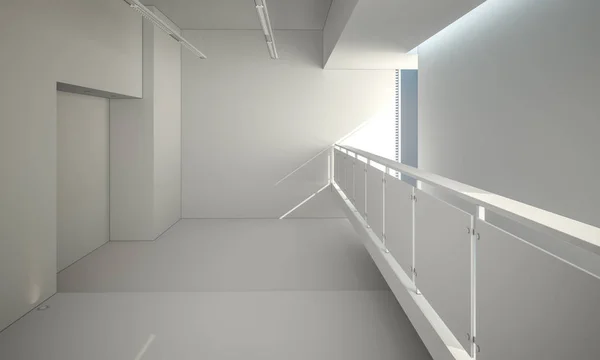 Sala Loft Vazio Luz Moderna Com Parede Branca Piso Madeira — Fotografia de Stock