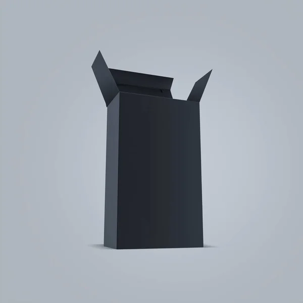 Порожня Чорна Коробка Сірому Фоні — стокове фото