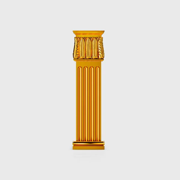 Zlaté klasické sloupce izolované na bílém pozadí. 3D vyobrazení — Stock fotografie