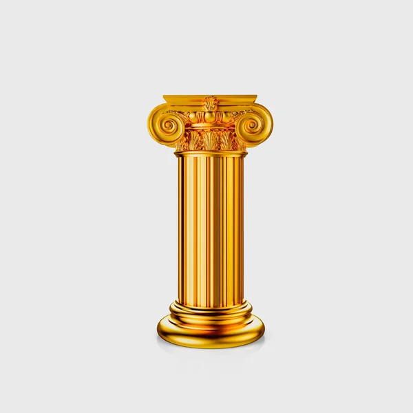 Golden classic columns Isolated on white background. 3D renderin — Stock Photo, Image