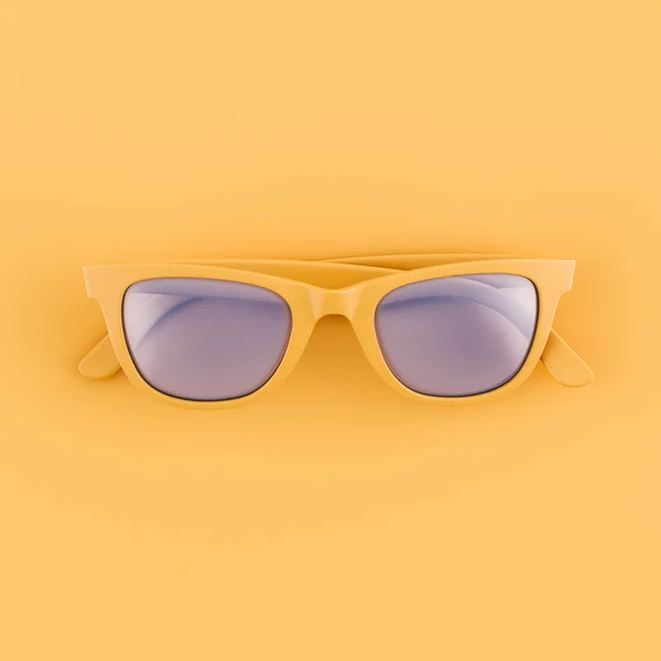 Realistic orange sunglasses lie on orange background. Summer pos — Stock Photo, Image