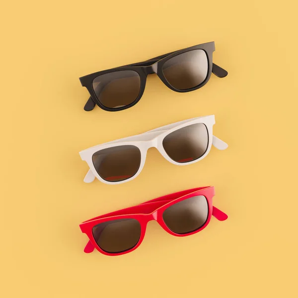 Realistic color sunglasses lie on orange background. Summer post — Stock Photo, Image