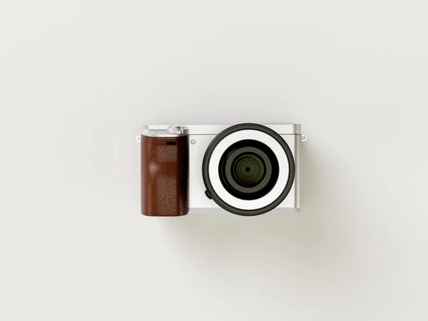 灰色最小样式背景上的相机。旅行理念。3d 模式 — 图库照片