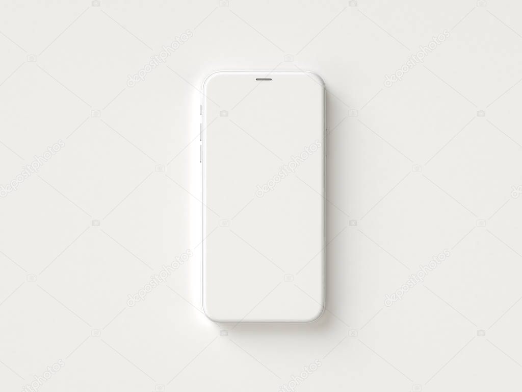 Phone on gray minimal style background. Travel concept. 3D model