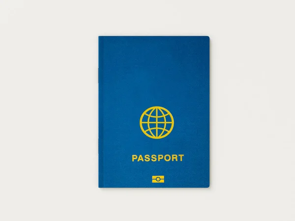 灰色最小样式背景上的 Pasport。旅行理念。3D 模型渲染可视化插图 — 图库照片