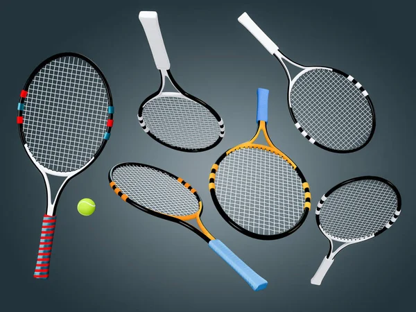 Különböző sporteszközök a háttérben. 3D-s renderelés szemléltetése — Stock Fotó