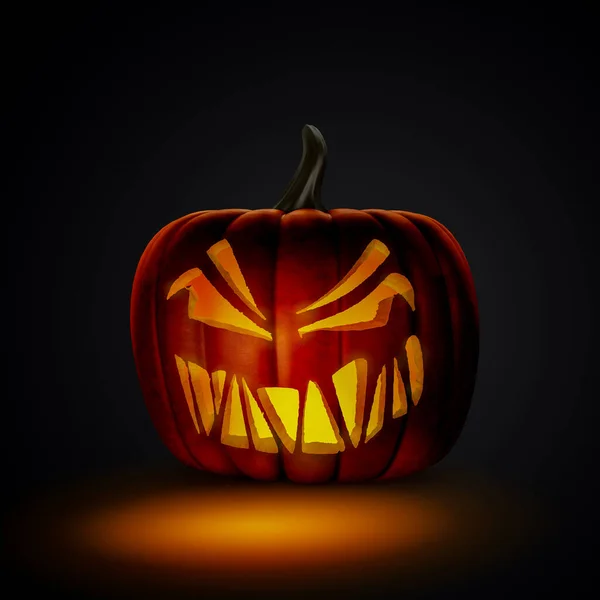 Ijesztő Halloween tök a fán egy kísérteties helyen éjszaka. Plakátkoncepció — Stock Fotó