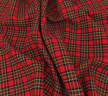 3d bright Scottish tartan plaid fabric cloth clipart