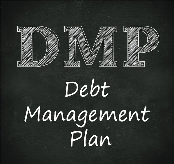 Chalkboard illustration of dmp - debt management plan — Stockfoto