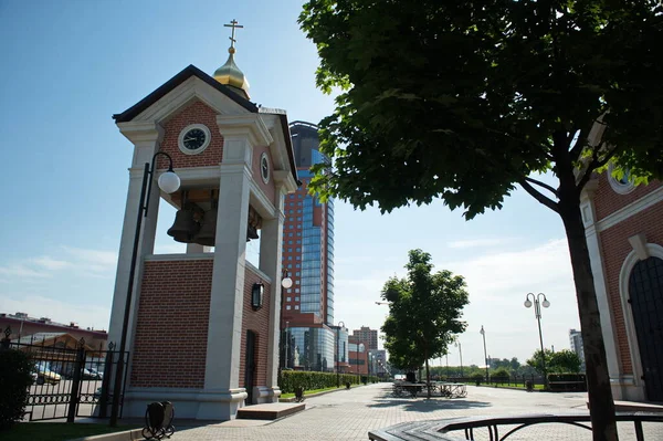 Shchelkovo Russia 2014 Old Chapel Bell Embankment Vyazma River City — Stock Photo, Image