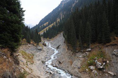 Dağlık bir nehirle kayalık bir geçitten geçmek.