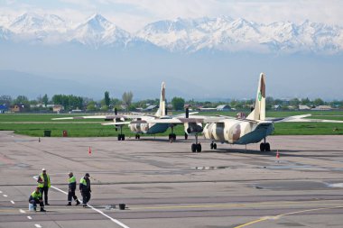 Almaty / Kazakistan - 04.23.2019: Kazakistan sınır hizmetinin özel hava taşımacılığı