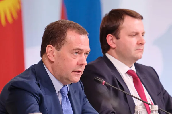 Almaty Kazachstan 2018 Dmitry Medvedev Eerste Minister Van Russische Federatie — Stockfoto