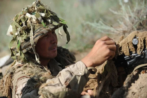 Almaty Region Kazachstan 2011 Militaire Training Onder Sluipschutters Oefenen Van — Stockfoto