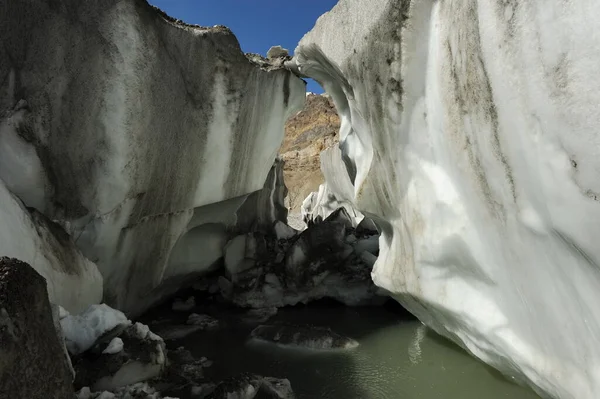 Melting Split Large Blocks Glaciers Khan Tengri Mountain — Stock Photo, Image
