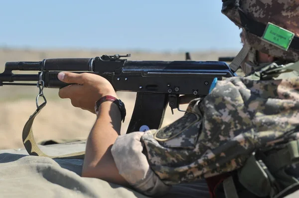 Almaty Kazakhstan 2011 Latihan Militer Penembak Jitu Lapangan Terbuka Tentara — Stok Foto