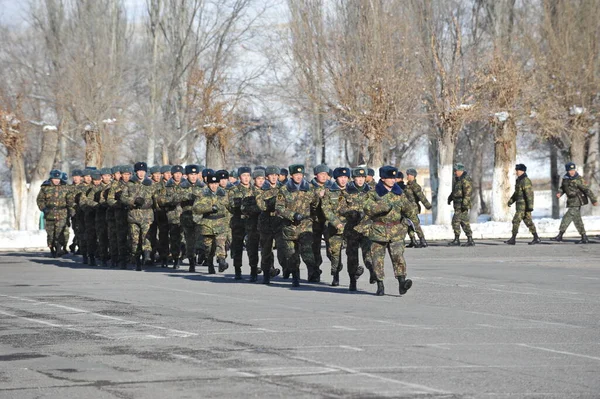 Алматинская Область Казахстан 2011 Боевое Подразделение Отряд Воинов Казахстанской Армии — стоковое фото