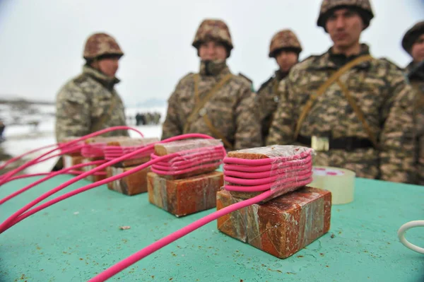 Región Almaty Kazajistán 2012 Ejercicios Militares Las Tropas Ingeniería Kazajstán — Foto de Stock