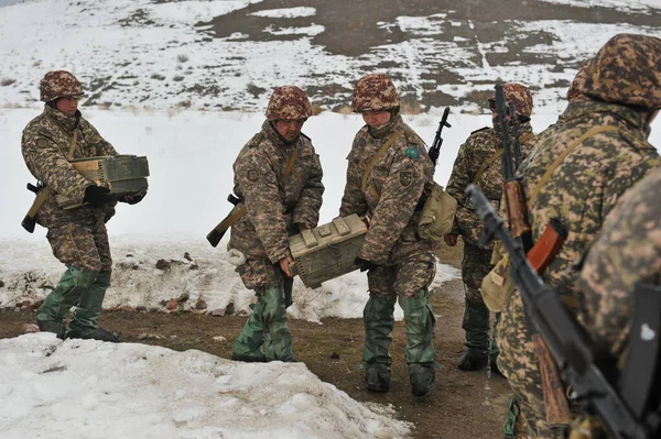 Wilayah Almaty Kazakhstan 2012 Latihan Militer Pasukan Rekayasa Kazakhstan Sappers — Stok Foto