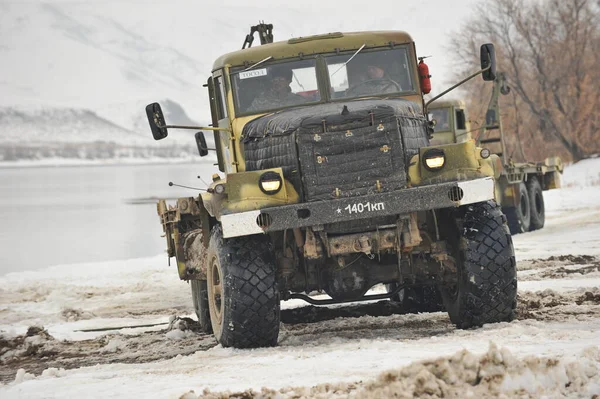 Almaty Region Kazakhstan 2012 Special Transport Military Exercises Engineering Troops Stock Image
