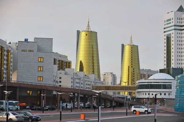 Nur Sultan Cazaquistão 2011 Vista Arquitetônica Capital Edifícios Administrativos Residenciais — Fotografia de Stock