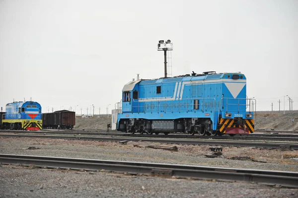 Regio Almaty Kazachstan 2012 Spoorwegovergang Met Borden Routebeschrijvingen Voor Locomotieven — Stockfoto