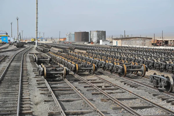 Région Almaty Kazakhstan 2012 Roue Ferroviaire Train Roulement Des Locomotives — Photo