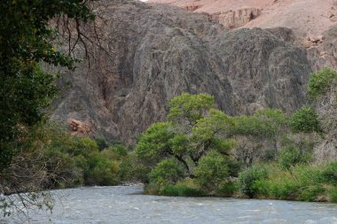 Nehir Charyn kanyonu boyunca akar..