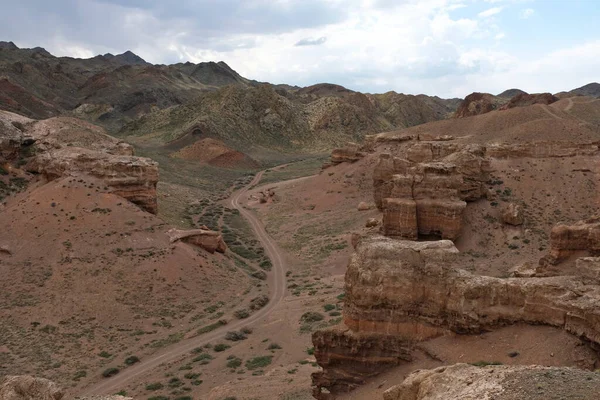 Naturreservat Charyn Canyon Nära Almaty Detta Torr Ravin Tvättad Med — Stockfoto