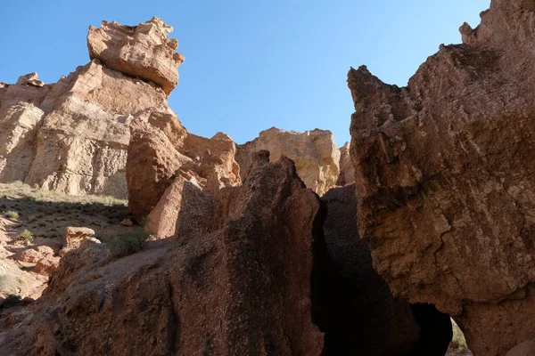 Naturreservat Charyn Canyon Nära Almaty Detta Torr Ravin Tvättad Med — Stockfoto