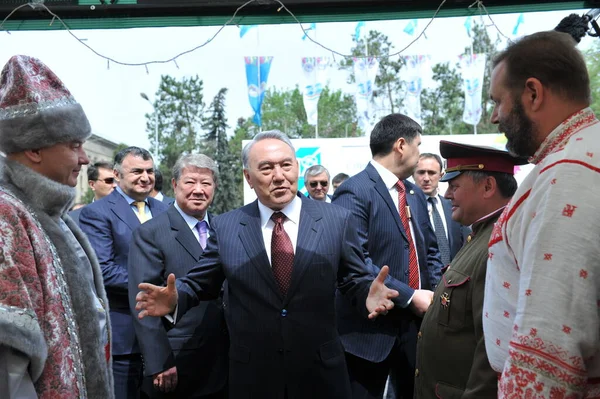 Stock image Almaty / Kazakhstan - 05.01.2012 : Nursultan Nazarbayev, former President of the Republic of Kazakhstan at a meeting with residents of the city during the may 1 holiday.