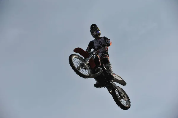 Almaty Kazakhstan 2012 Motorcycle Show Central Square City Somersaults Air — Stock Photo, Image