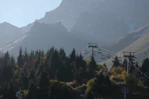 Almaty Kazakhstan 2020 Cable Car Mountains Hills Shymbulak — Stock Photo, Image