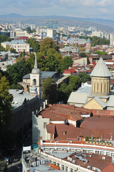 Tiflis Georgia 2012 Vista Desde Colina Edificios Residenciales Sitios Religiosos — Foto de Stock