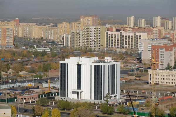 Nur Sultan Kazachstan 2020 Gęsta Zabudowa Budynków Mieszkalnych Centrum Stolicy — Zdjęcie stockowe