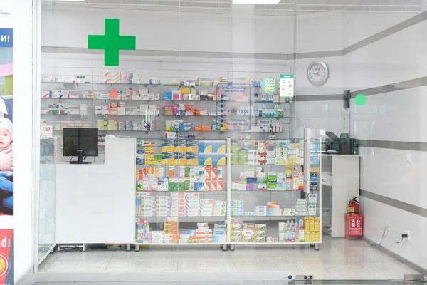 Nur Sultan Cazaquistão 2020 Medicamentos Suprimentos Médicos Nas Prateleiras Espaço — Fotografia de Stock
