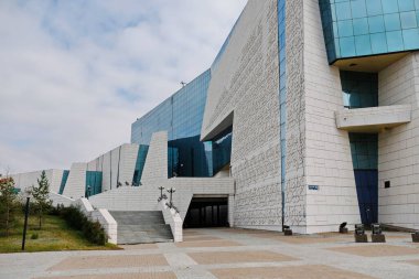 Nur-Sultan / Kazakistan - 10.02.2020: Ulusal şablon duvarı, müze binası.
