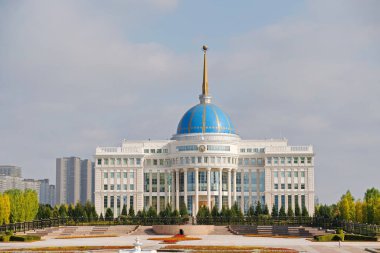 Nur-Sultan / Kazakistan - 10.02.2020: Kazakistan cumhurbaşkanının konutu ve çevresi.