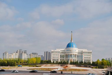 Nur-Sultan / Kazakistan - 10.02.2020: Kazakistan cumhurbaşkanının konutu ve çevresi.