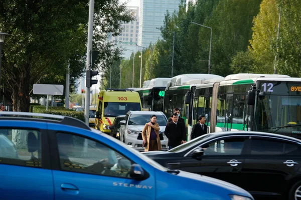 努尔苏丹 哈萨克斯坦 2020年2月10日 市中心的道路 — 图库照片