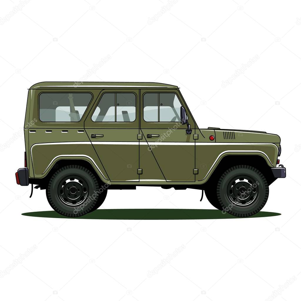 retro USSR car on white background, vector illustration