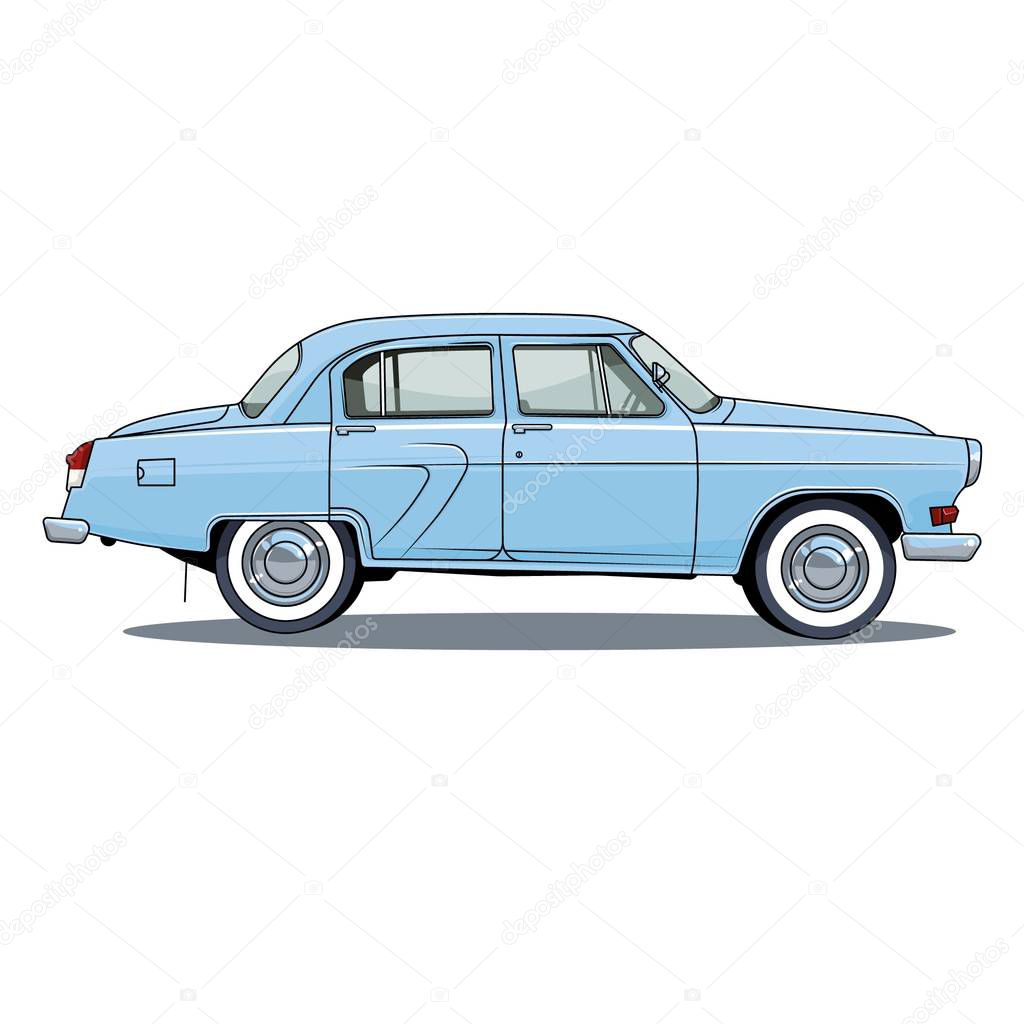 retro USSR car on white background, vector illustration