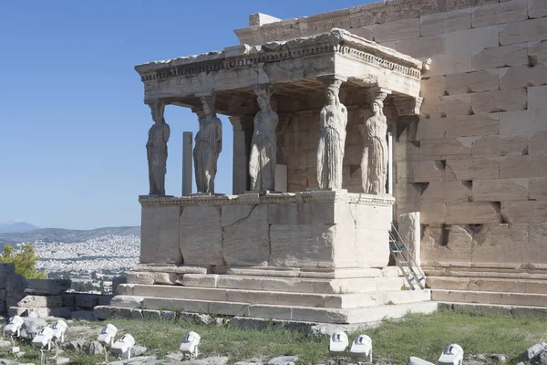 Fragmento Del Templo Erechthea Monumento Arquitectura Griega Antigua Uno Los — Foto de Stock